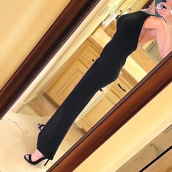 MacDuggal Elegant Long Bkack Flowy Rhinestoned Dress, Sz 0 - Picture 6 of 16